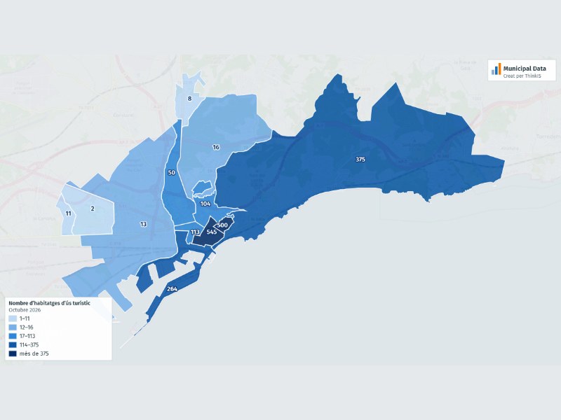 Previsualització del mapa dels habitatges d’ús turístic de Tarragona per secció censal